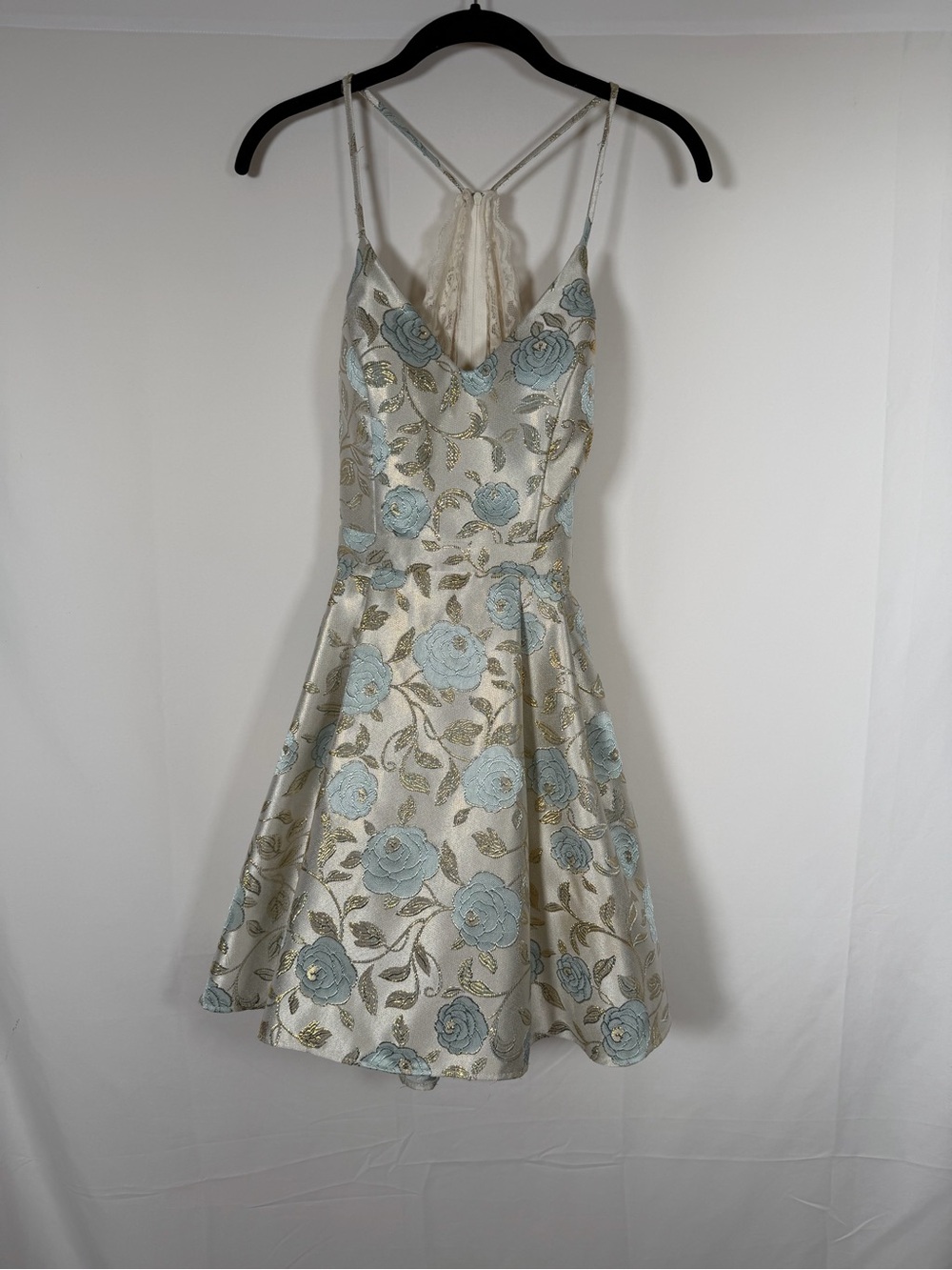 Floral Embroidered V-Neck Fit & Flare Dress , cocktail, homecoming